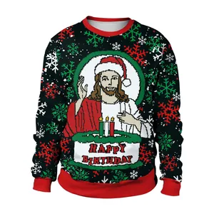 Women Casual Christmas Sweatshirt Snowman Elk Digital Print Crew Neck Pullover Funny Ugly Christmas Sweater Holiday Top