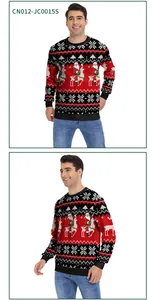 Detail view of Christmas sweatshirt with Santa Claus digital print and festive patterns