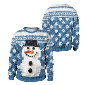 Ugly Christmas Sweater For Men Women Round Neck Long Sleeve Sweatshirt Polyester Digital Printed Holiday Party Pullover