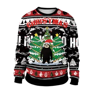 Christmas pullover sweatshirt featuring a cute sloth, snowflakes, and festive holiday prints