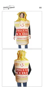 Front and back view of adult cup noodle costume for party performance and cosplay