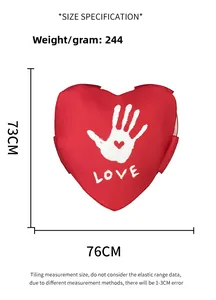 Detailed size chart for heart-shaped love costume with weight and dimension specifications