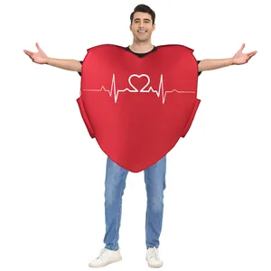 Adult heart costume tunic with ECG digital print for Valentine's Day party outfits