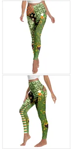 Détails des leggings de yoga de la Saint-Patrick avec imprimés festifs de trèfles verts