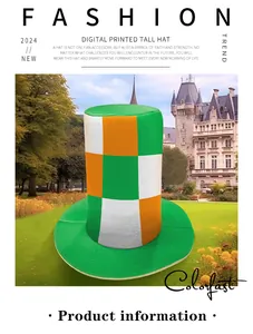 Detailed view of St. Patrick's Day tall hat with Irish flag digital print pattern