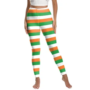 Pantalons de Yoga Saint-Patrick pour Femmes Taille Haute Contrôle du Ventre Leggings Trèfle Plaid Imprimés Fitness
