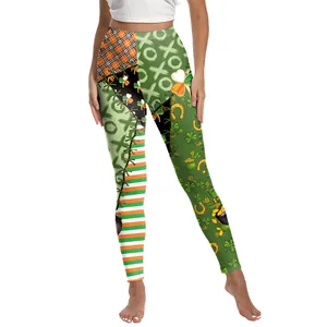 Legging Saint-Patrick pour femmes avec trèfles et imprimé numérique de pièces