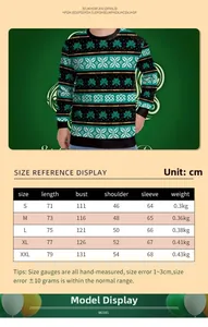 Size chart for green tie-dye St. Patrick's sweatshirt from S to XXL with detailed measurements