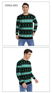 Detail of St. Patrick's Day sweatshirt featuring green shamrocks and fair isle patterns
