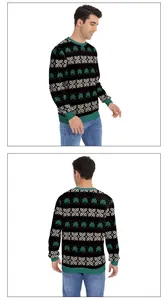 Front and back view of a green shamrock tie-dye sweatshirt for St. Patrick's Day