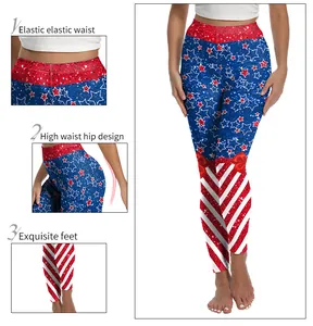 Details der amerikanischen Flagge Leggings mit elastischer Taille und Po-Design