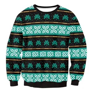 Saint Patrick's Day green shamrock tie-dye print crewneck sweatshirt for spring