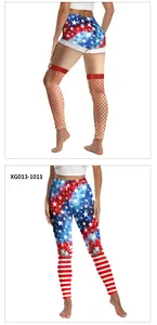 Vorder- und Rückansicht der hoch taillierten Yoga-Leggings mit USA-Flaggen-Aufdruck