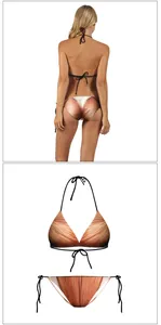 Détails du bikini à imprimé anatomie musculaire avec liens latéraux et col réglables