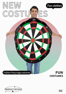 Detailed view of novelty dartboard costume vest with numeric scoring for party fun