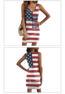 Détails de la robe imprimé drapeau USA avec lettrage Presidents Day et texture vintage