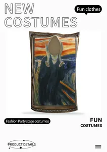 Detail view of The Scream masterpiece costume with face cutout for Halloween fun
