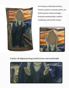 Detailed view of The Scream digital print party costume with head and arm openings