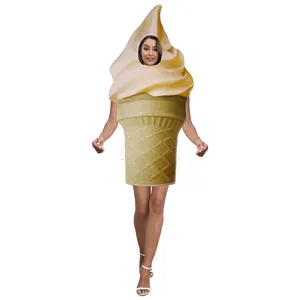 Divertido disfraz de cosplay de cono de helado para adultos para Halloween y actuaciones
