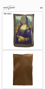 Front and back detail of Mona Lisa photo prop with face cutout for Halloween party cosplays