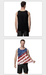 Detail of vintage oversized tank top with distressed American flag print and round neck