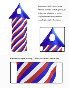 Detail of 3D digital printing on red white and blue striped Independence Day costume
