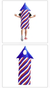 Detail of red white and blue striped firework costume for kids costume parties