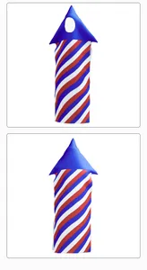 Detailed view of patriotic red white and blue striped firework salute sponge costume