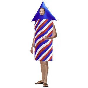 Funny Independence Day firework rocket costume with red white stripes for party