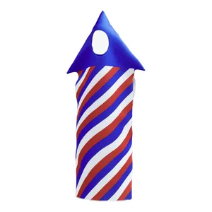 Patriotic red white and blue striped Independence Day costume with pointed top design