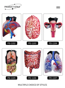 Detail grid of Halloween anatomical organ print vests including heart brain and lungs