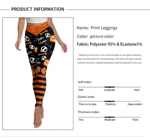 Details zu Halloween-Leggings mit Skelettdruck, V-Taillendesign und Stoffspezifikationen