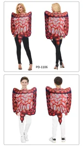 Front and back view of human large intestine anatomy costume for adults and kids