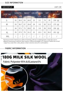 Detaillierte Größentabelle für Halloween-Yogahose mit Maßen und Materialzusammensetzung
