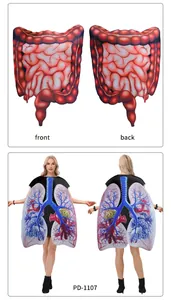 Detailed views of human organ digital print costumes showing lungs and intestines