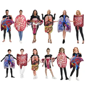 Halloween Human Organ Cosplay Costume For Adult And Kids 3D Digital Printed Heart Brain Lung Intestine Uterus Performance Vest