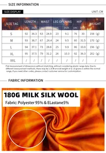 Size chart and fabric details for Halloween ghost stripe yoga leggings S-XXL