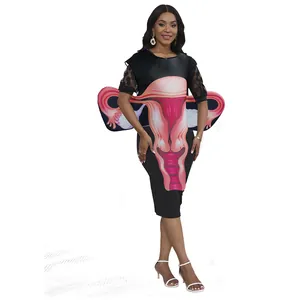 Creative Halloween costume featuring an anatomical female reproductive system digital print