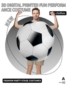 Disfraz de balón de fútbol con impresión 3D y patrones hexagonales blancos y negros