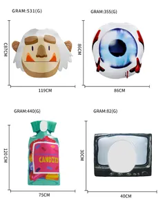 Detailed dimensions and weight of Halloween yeti and blue eyeball sponge costumes