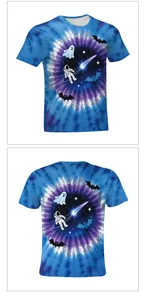 Detailansicht Vorder- und Rückseite Jungen Halloween T-Shirt mit Tie-Dye Astronauten-Druck