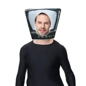 Funny retro television costume mask for adults made of foam for Halloween cosplay party