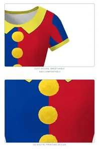 Detail of 3D digital printing and comfortable sleeve cuffs on circus clown dress