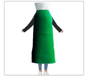Vue détaillée du tablier long vert clair pour les costumes de fête de cosplay moutarde