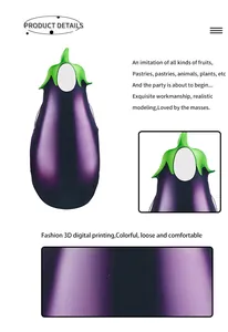 Detail view of 3D digital print eggplant costume showing high-quality fabric texture