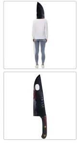 Detailed view of bloody cleaver headband for Halloween horror cosplay costumes
