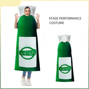 Costume de Cosplay Bouteille de Sauce Wasabi Adulte Tissu Éponge Vert Thème Alimentaire Performance Fête Tenue Halloween