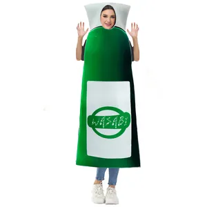 Costume amusant de tube de wasabi pour adultes pour Halloween avec design vert cosplay