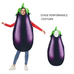 Adult Funny Eggplant Vegetable Cosplay Costume Sponge Fabric Purple Halloween Carnival Stage Performance Party Outfit