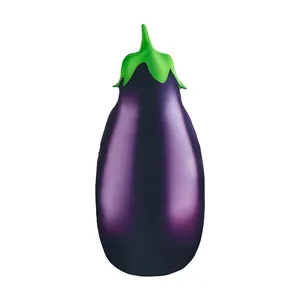 Realistic eggplant costume with 3D digital print and green calyx for adult party events